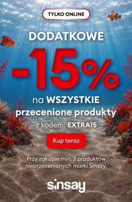 Sinsay - gazetka promocyjna OKAZJA! EXTRA -15% na SALE przy zakupie min. 2 szt. od czwartku 23.07 do poniedziałku 27.07
