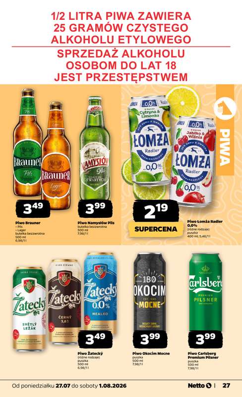 Netto - gazetka promocyjna Gazetka Spożywcza od poniedziałku 27.07 do soboty 01.08 - strona 27