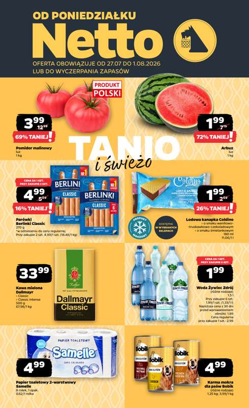 Netto - gazetka promocyjna Gazetka Spożywcza od poniedziałku 27.07 do soboty 01.08
