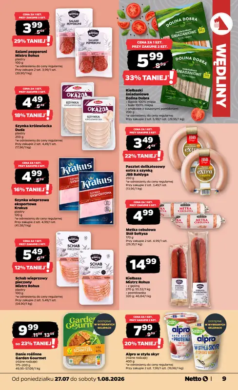 Netto - gazetka promocyjna Gazetka Spożywcza od poniedziałku 27.07 do soboty 01.08 - strona 9