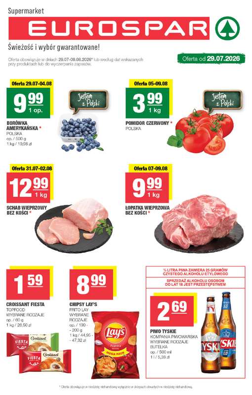 SPAR - gazetka promocyjna Gazetka Eurospar od środy 29.07 do niedzieli 09.08