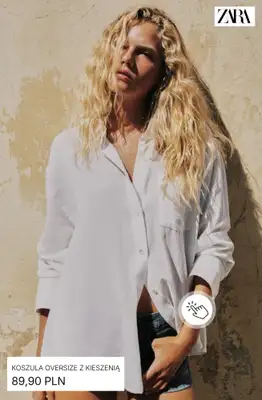 Zara - gazetka promocyjna Białe koszule damskie od piątku 24.07  - strona 4