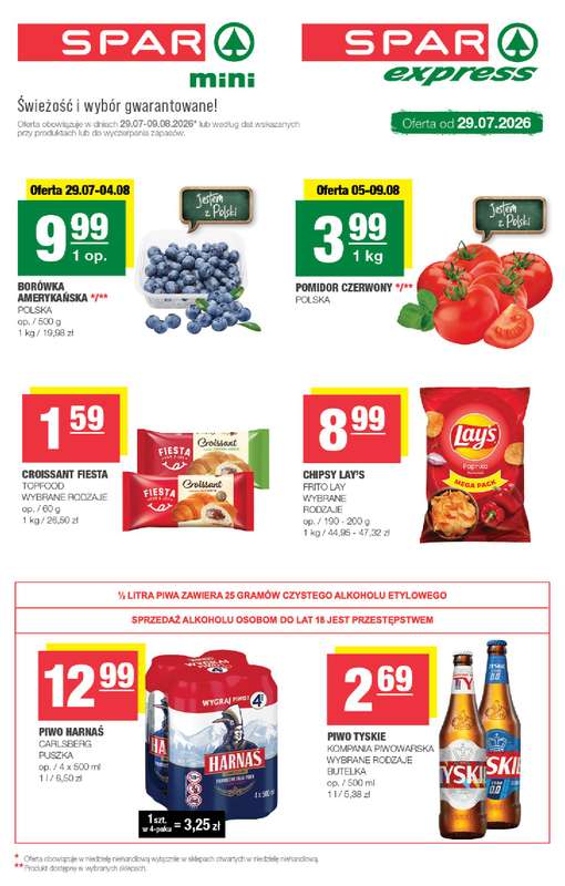 SPAR - gazetka promocyjna Gazetka Spar Mini od środy 29.07 do niedzieli 09.08