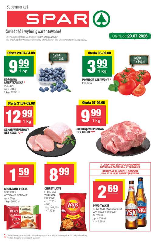 SPAR - gazetka promocyjna Gazetka Spar od środy 29.07 do niedzieli 09.08