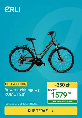 ERLI - gazetka promocyjna Hit tygodnia - Rower trekkingowy od poniedziałku 27.07 do niedzieli 02.08