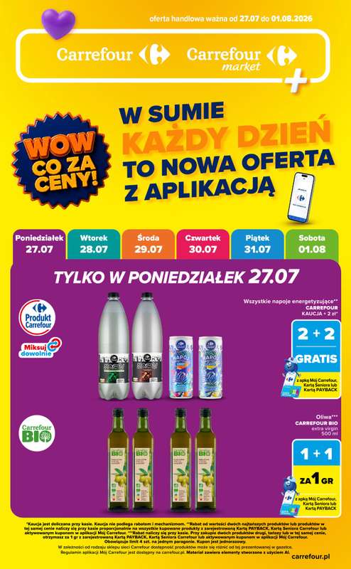 Carrefour - gazetka promocyjna Gazetka Wow co za ceny od poniedziałku 27.07 do soboty 01.08