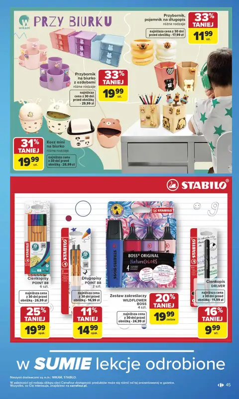 Carrefour - gazetka promocyjna Gazetka Szkoła nowy sezon od poniedziałku 27.07 do środy 12.08 - strona 45