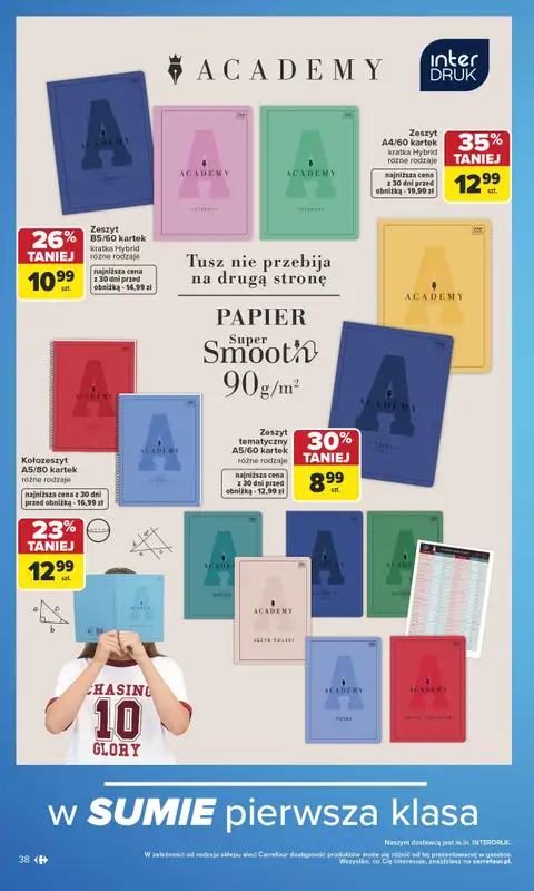 Carrefour - gazetka promocyjna Gazetka Szkoła nowy sezon od poniedziałku 27.07 do środy 12.08 - strona 38