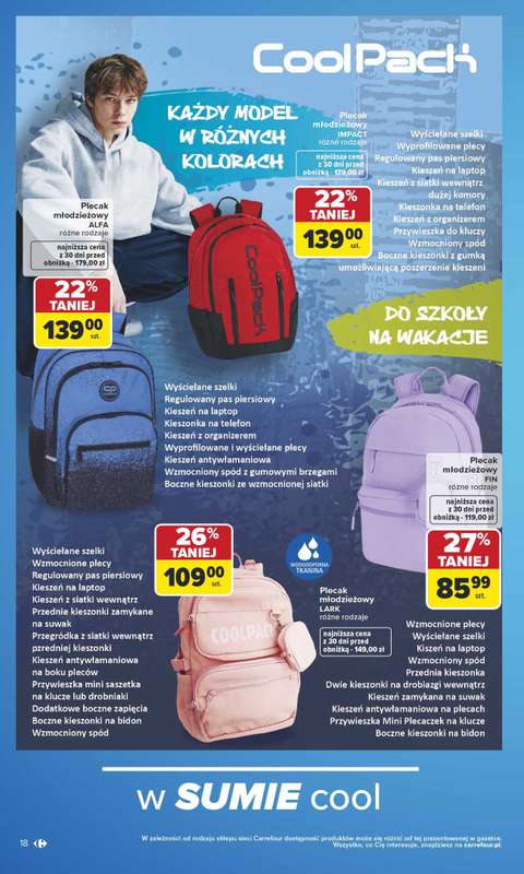 Carrefour - gazetka promocyjna Gazetka Szkoła nowy sezon od poniedziałku 27.07 do soboty 12.09 - strona 18