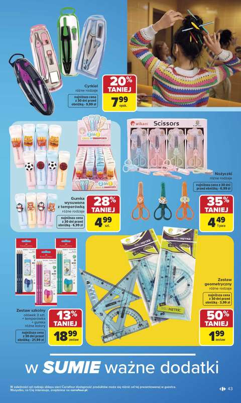 Carrefour - gazetka promocyjna Gazetka Szkoła nowy sezon od poniedziałku 27.07 do środy 12.08 - strona 43