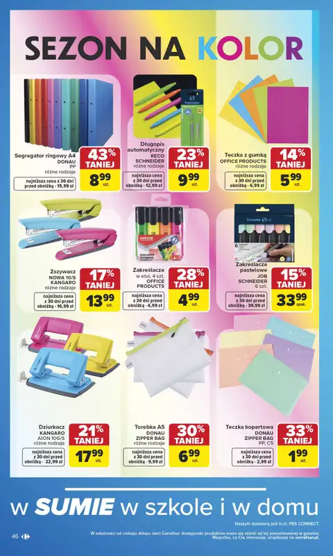 Carrefour - gazetka promocyjna Gazetka Szkoła nowy sezon od poniedziałku 27.07 do środy 12.08 - strona 46