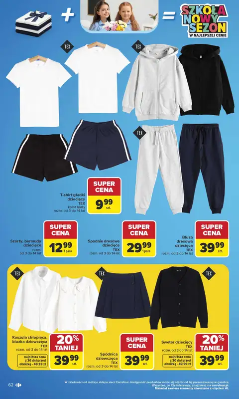 Carrefour - gazetka promocyjna Gazetka Szkoła nowy sezon od poniedziałku 27.07 do środy 12.08 - strona 62