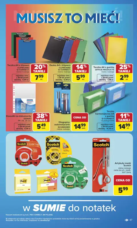Carrefour - gazetka promocyjna Gazetka Szkoła nowy sezon od poniedziałku 27.07 do środy 12.08 - strona 47