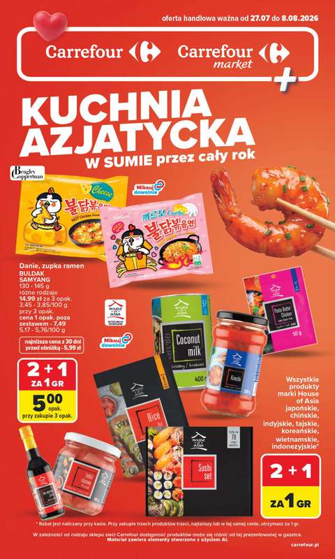 Carrefour - gazetka promocyjna Gazetka Kuchnia Azjatycka przez cały rok od poniedziałku 27.07 do soboty 08.08