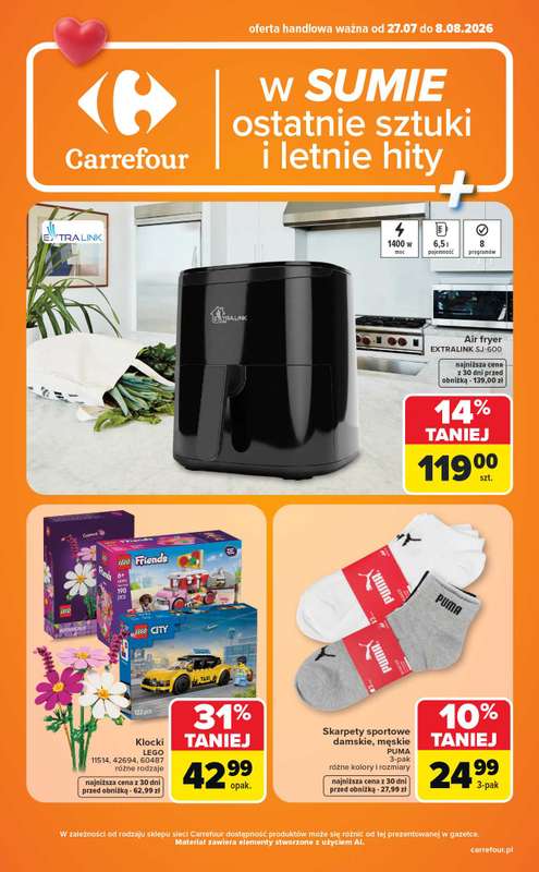 Carrefour - gazetka promocyjna Gazetka Ostatnie sztuki i letnie hity od poniedziałku 27.07 do soboty 08.08