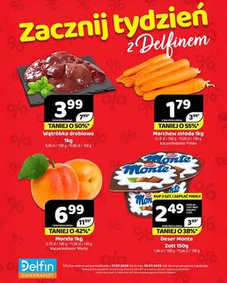 Delfin - gazetka promocyjna Zacznij tydzień z Delfinem od poniedziałku 27.07 do środy 29.07