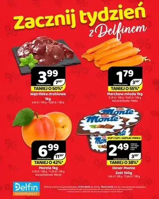 Delfin - gazetka promocyjna Zacznij tydzień z Delfinem od poniedziałku 27.07 do środy 29.07