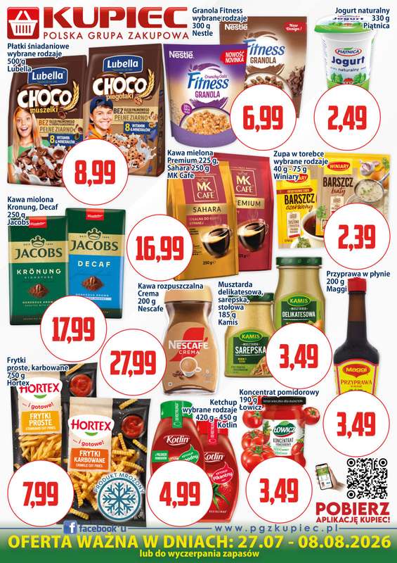 Kupiec - gazetka promocyjna Oferta plakatowa od poniedziałku 27.07 do soboty 08.08