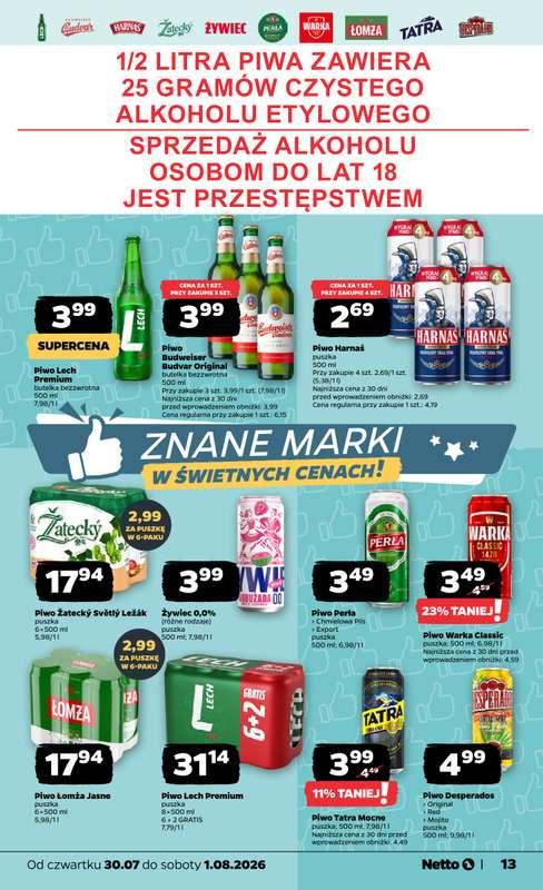 Netto - gazetka promocyjna Gazetka Spożywcza od czwartku 30.07 do soboty 01.08 - strona 13