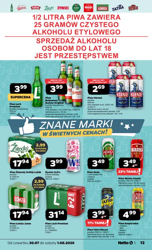 Netto - gazetka promocyjna Gazetka Spożywcza od czwartku 30.07 do soboty 01.08 - strona 13
