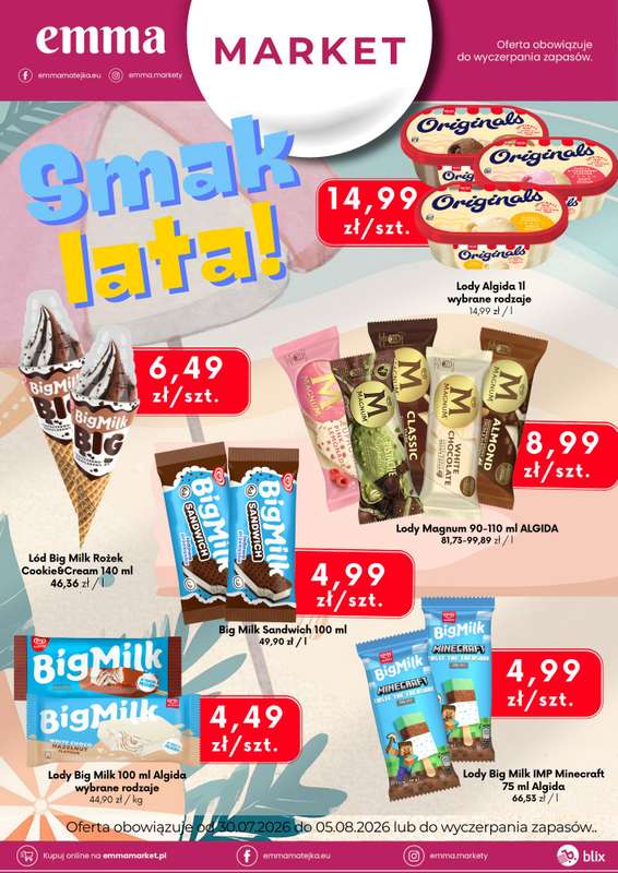 emma MARKET - gazetka promocyjna Smak lata od czwartku 30.07 do środy 05.08