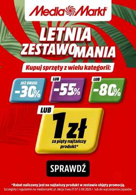 Media Markt - gazetka promocyjna Letnia ZestawoMania! Piąty produkt za 1 zł od poniedziałku 27.07 do niedzieli 02.08