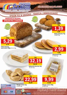 Społem - Blisko i Korzystnie - gazetka promocyjna Plakat promocyjny PSS Gniezno od poniedziałku 27.07 do piątku 14.08