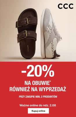 CCC - gazetka promocyjna -20% przy zakupie min. 2 produktów od poniedziałku 27.07 do niedzieli 02.08
