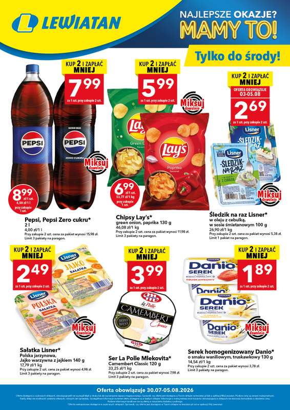 LEWIATAN - gazetka promocyjna W wielopakach taniej! od czwartku 30.07 do środy 05.08