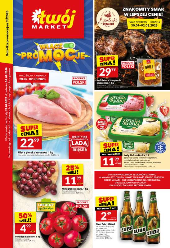 Twój Market - gazetka promocyjna Gazetka od środy 29.07 do wtorku 04.08