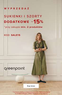 Greenpoint - gazetka promocyjna Extra -15% na przecenione SUKIENKI i SZORTY przy zakupie min. 2 szt. od wtorku 28.07 do wtorku 04.08