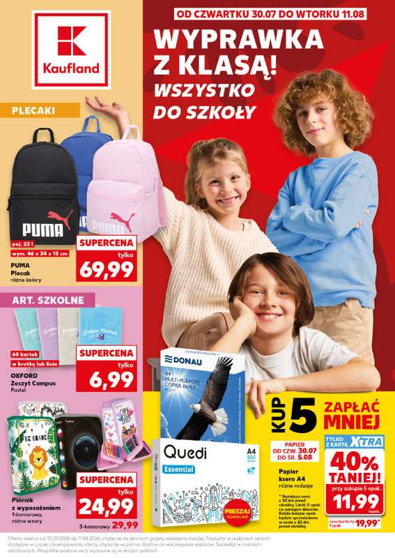 Kaufland - gazetka promocyjna Oferta Kaufland - do Szkoły! od czwartku 30.07 do wtorku 11.08