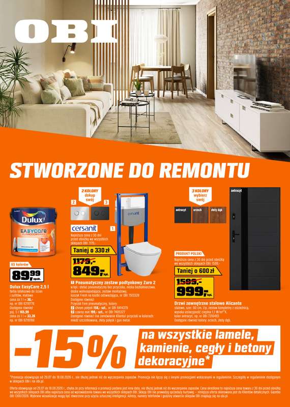 OBI - gazetka promocyjna Gazetka od środy 29.07 do wtorku 18.08