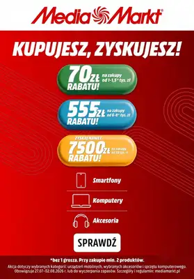 Media Markt - gazetka promocyjna Do 7500 zł zniżki - Im więcej kupujesz, tym więcej zyskujesz! od środy 29.07 do niedzieli 02.08