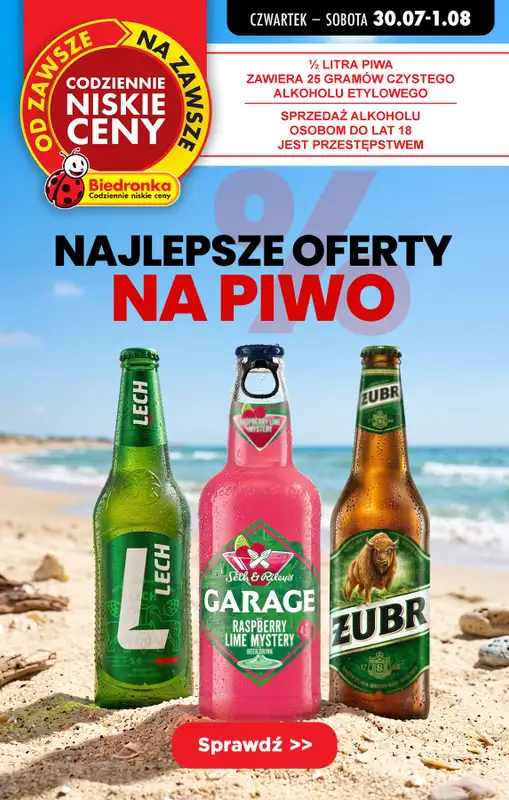 Biedronka - gazetka promocyjna Najlepsze oferty na PIWO!  