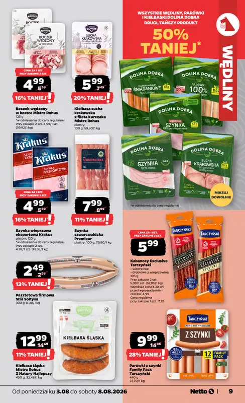 Netto - gazetka promocyjna Gazetka Spożywcza od poniedziałku 03.08 do soboty 08.08 - strona 9