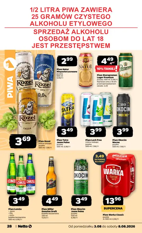 Netto - gazetka promocyjna Gazetka Spożywcza od poniedziałku 03.08 do soboty 08.08 - strona 28
