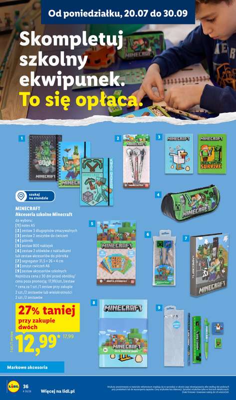 Lidl - gazetka promocyjna Kompletna wyprawka w megacenach od wtorku 14.07 do poniedziałku 31.08 - strona 36