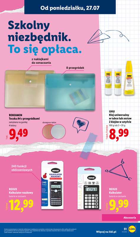 Lidl - gazetka promocyjna Kompletna wyprawka w megacenach od wtorku 14.07 do poniedziałku 31.08 - strona 51