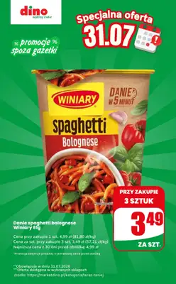 Dino - gazetka promocyjna Danie spaghetti bolognese - oferta na 31.07 | Promocje spoza gazetki od piątku 31.07 do piątku 31.07