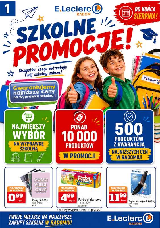 Leclerc - gazetka promocyjna Szkolne Promocje od piątku 31.07 do środy 09.09
