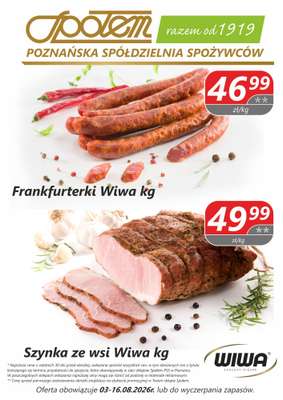 Społem - Blisko i Korzystnie - gazetka promocyjna Plakat promocyjny PSS Poznań od poniedziałku 03.08 do niedzieli 16.08