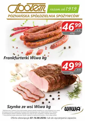 Społem - Blisko i Korzystnie - gazetka promocyjna Plakat promocyjny PSS Poznań od poniedziałku 03.08 do niedzieli 16.08