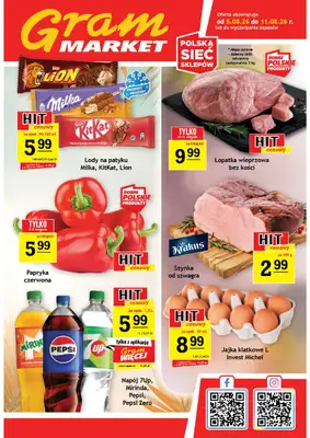 Gram Market - gazetka promocyjna Gazetka od środy 05.08 do wtorku 11.08