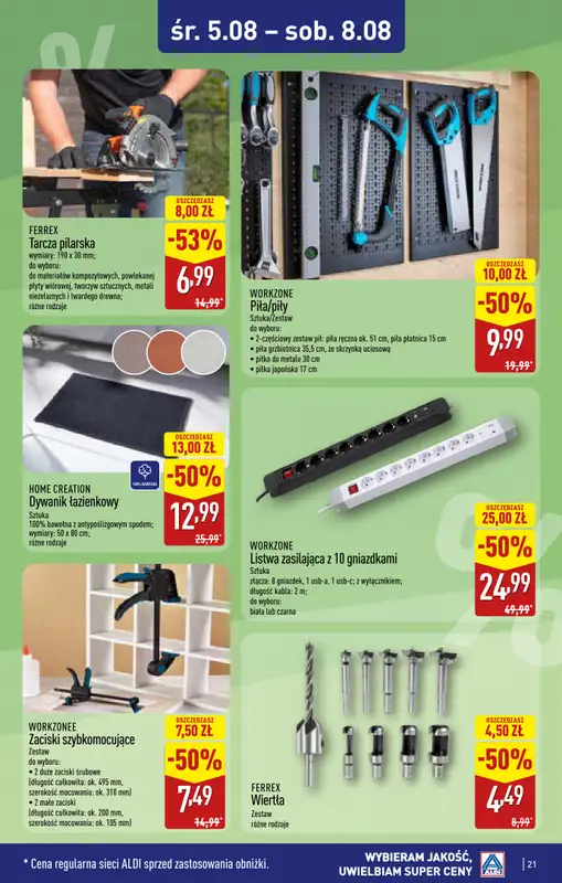 Aldi - gazetka promocyjna Rabka, ul. Zakopiańska 48, WIELKIE OTWARCIE już w ŚRODĘ 5.08! od środy 05.08 do piątku 07.08 - strona 21