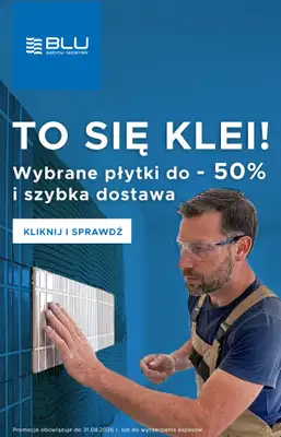 Blu Salony Łazienek - gazetka promocyjna Wybrane płytki do -50%! od soboty 01.08 do poniedziałku 31.08