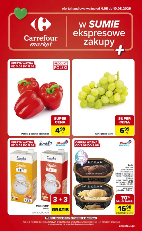 Carrefour Market - gazetka promocyjna Gazetka Ekspresowe zakupy od wtorku 04.08 do poniedziałku 10.08