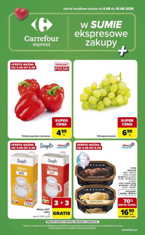 Carrefour Express - gazetka promocyjna Gazetka Express od wtorku 04.08 do poniedziałku 10.08