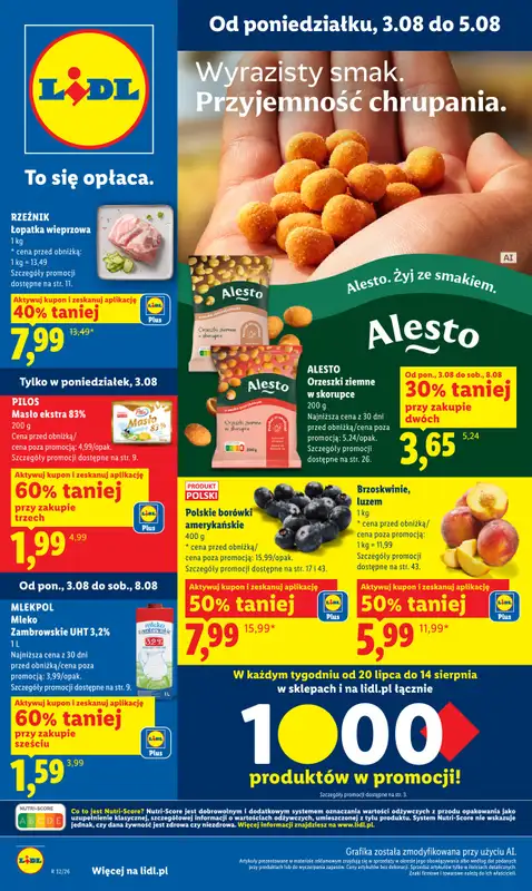 Lidl - gazetka promocyjna Oferta od poniedziałku od poniedziałku 03.08 do środy 05.08