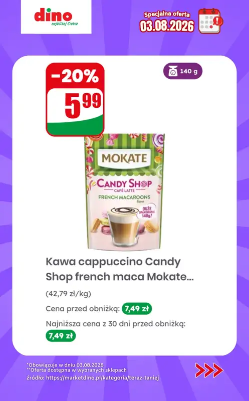 Dino - gazetka promocyjna Specjalna oferta na 03.08.2026 - promocje spoza gazetki od poniedziałku 03.08 do poniedziałku 03.08 - strona 8